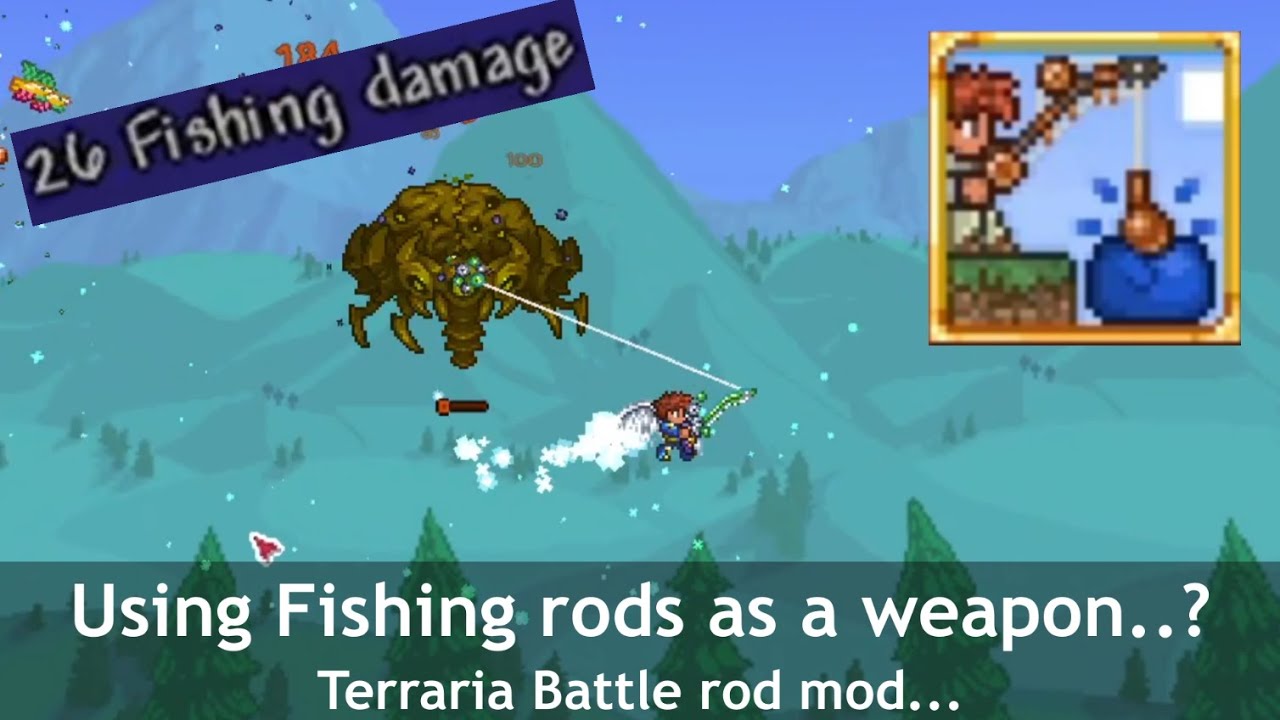 Terraria's new best weapon ─ Fishing rods..? (Battle Rod mod