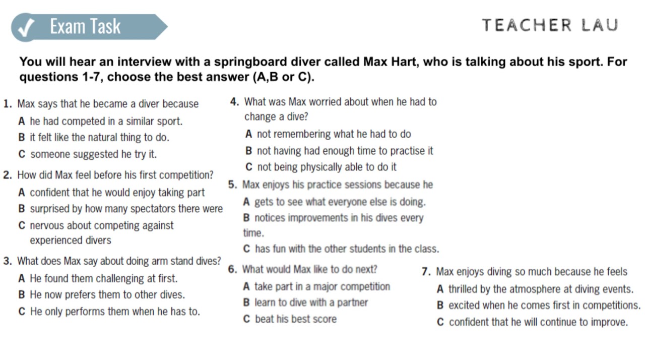 B2 Exam Booster - Listening P4 WS3