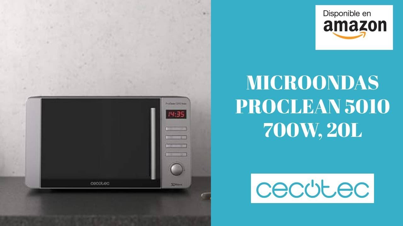 Cecotec Microondas ProClean 5010. 700 W, Capacidad de 20 L, Revestimiento  Ready2Clean, 5 Niveles Funcionamiento, 8 Programas, Tecnología 3DWave