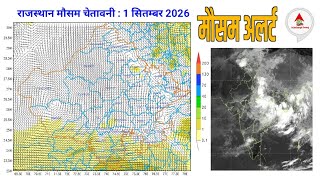 राजस्थान मौसम चेतावनी : 1 सितम्बर 2026, राज्य के उत्तर-पूर्वी हिस्सों में कल से बारिश की गतिविधियां 