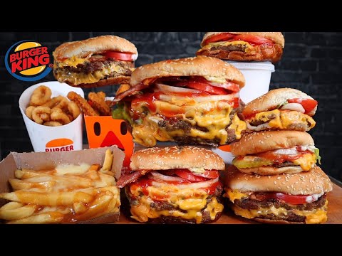 (ASMR NO TALKING) TRIPPLE WHOPPER, DOUBLE WHOPPER, WHOPPER, JR WHOPPERS, CHICKEN FRIES, ONION RINGS