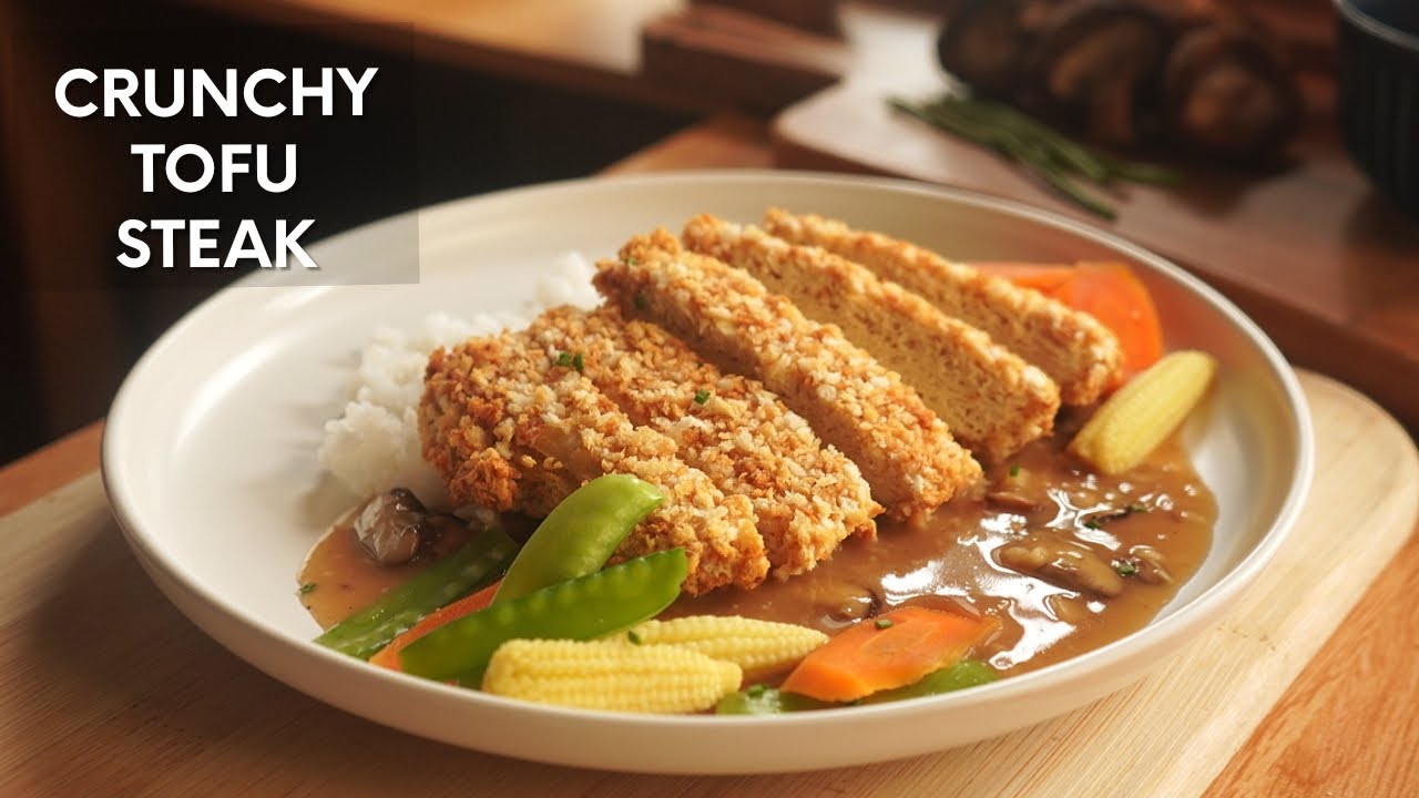 Crunchy Tofu Steak with Mushroom Gravy | Tasty Tofu Recipe