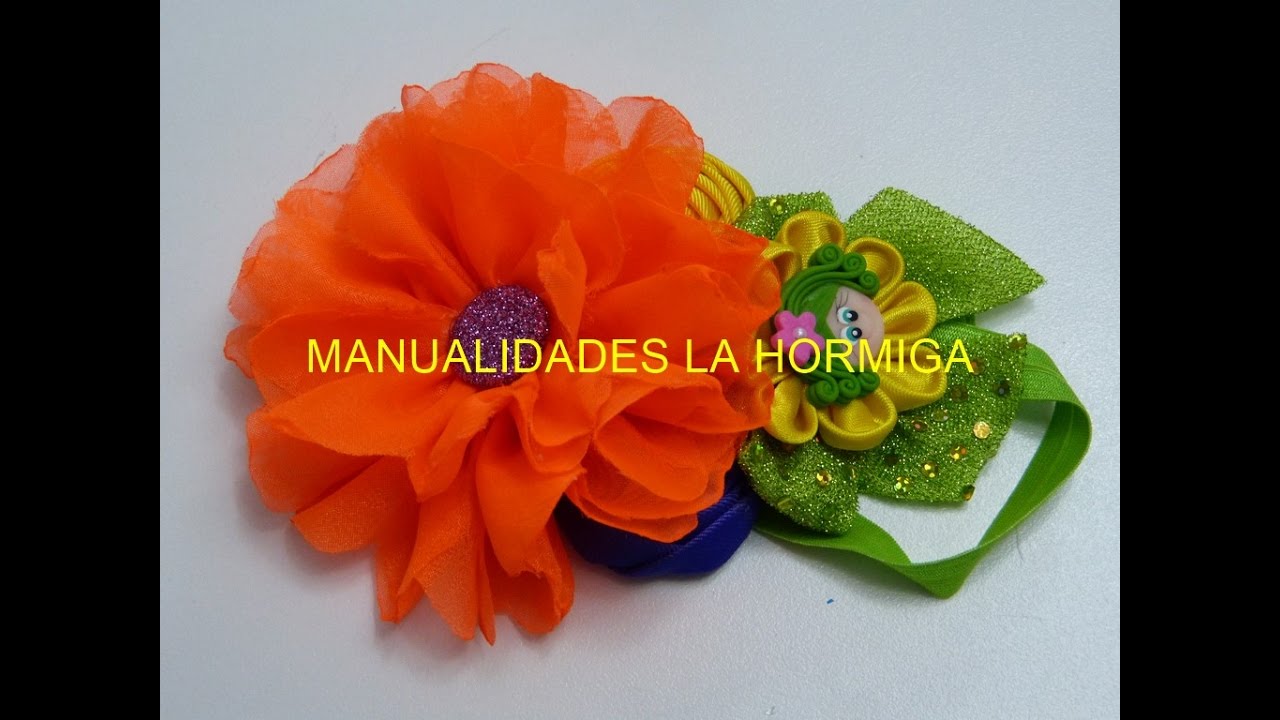 Flor Elegante en tela  Shifon  Organza,Organza fabric flowers