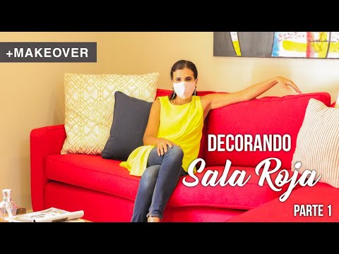 DECORANDO UNA SALA de TV CON SOFA ROJO: PARTE 1