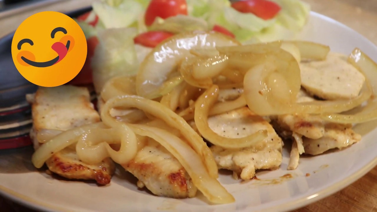 Como hacer pechuga de pollo encebollado super  rapido