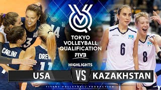 USA vs Kazakhstan | Highlights | Women's Volleyball Olympic Qualifying Tournament 2019