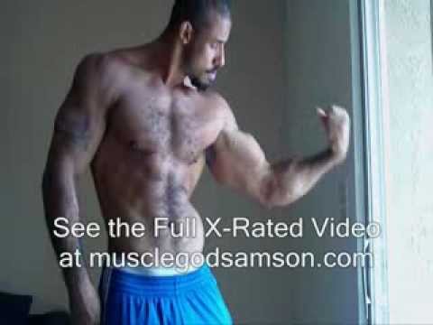 posing for instagram Cocky Muscle God Samson Scream Flexing in the Morning