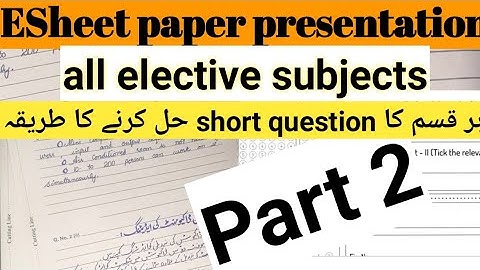How to attempt short questions... All elective subjects