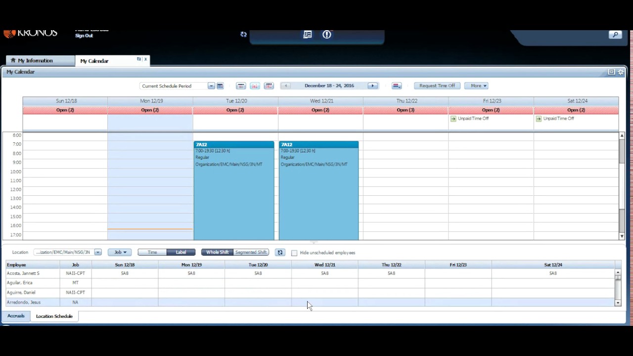 Kronos scheduler basic functions-employees - Edited - YouTube