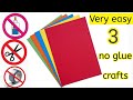 3 easy no glue paper craft|No glue paper craft|Easy paper craft|Paper craft without glue|Origami
