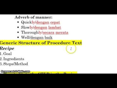 Language Features of Procedure Text: Analyze the steps of a recipe ...