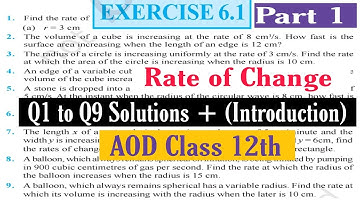 Ex 6.1 class 12  Rate of Change (AOD)II NCERT II Ch 6 I Part1