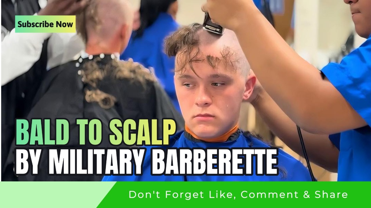 Облысевшая до головы военная парикмахерша