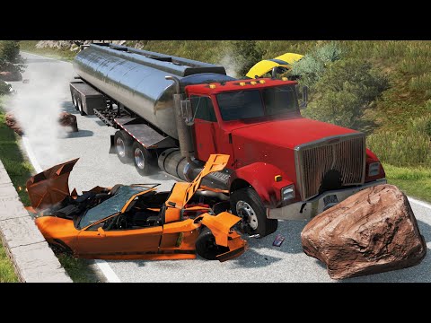 Cars vs Stones on the Road – BeamNG.Drive