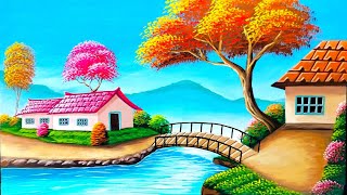 Beautiful mountain village scenery painting | painting 517 by Easy paint with Biswanath 8,007 views 1 month ago 13 minutes, 20 seconds