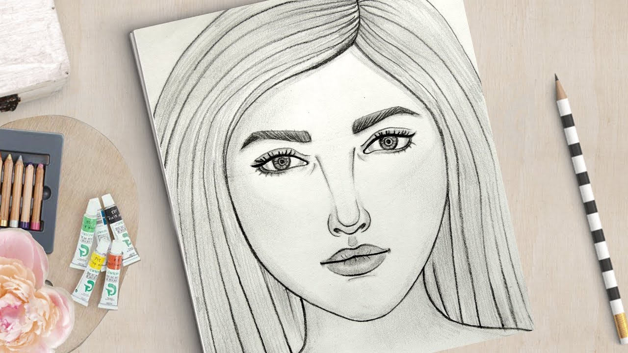 How to draw face for Beginners | Girl Portrait Drawing Very Easy - YouTube