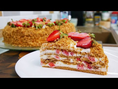 Торт КЛУБНИЧНЫЙ МЕДОВИК. Медовик без правил