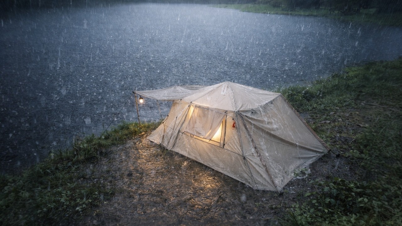 UNBELIEVABLE Downpour‼️Heavy Rain Camping by a Beautiful Lakeside