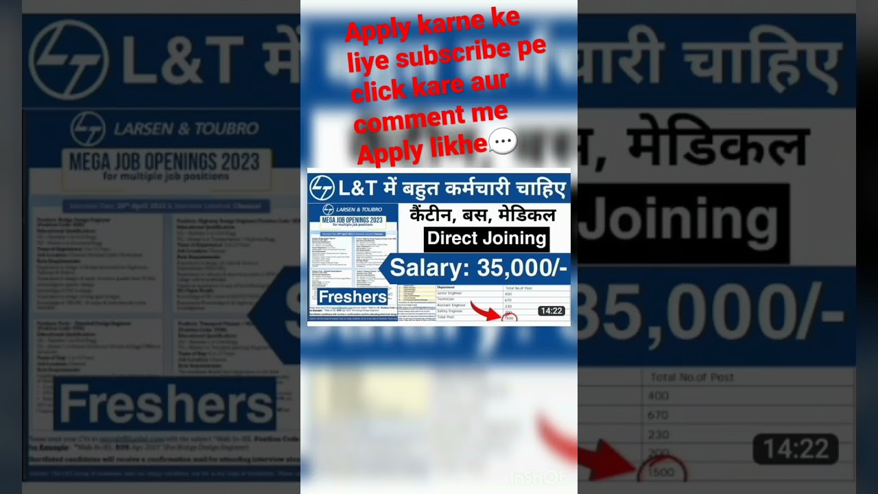 Larsen & Toubro में निकली भर्ती | L&T Job Vacancy 2023 | Private company job vacancy 2023