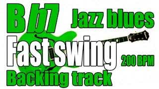 Guitar backing track | Bb7 blues jazz fast swing | 200 BPM chords