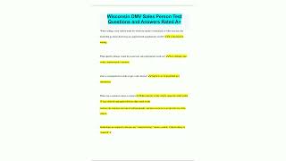 Wisconsin DMV Sales Person Test Questions and Answers Rated A69