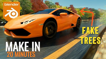 Create a realistic car animation in Blender in just 20 minutes! and fake your scene with PNG trees.