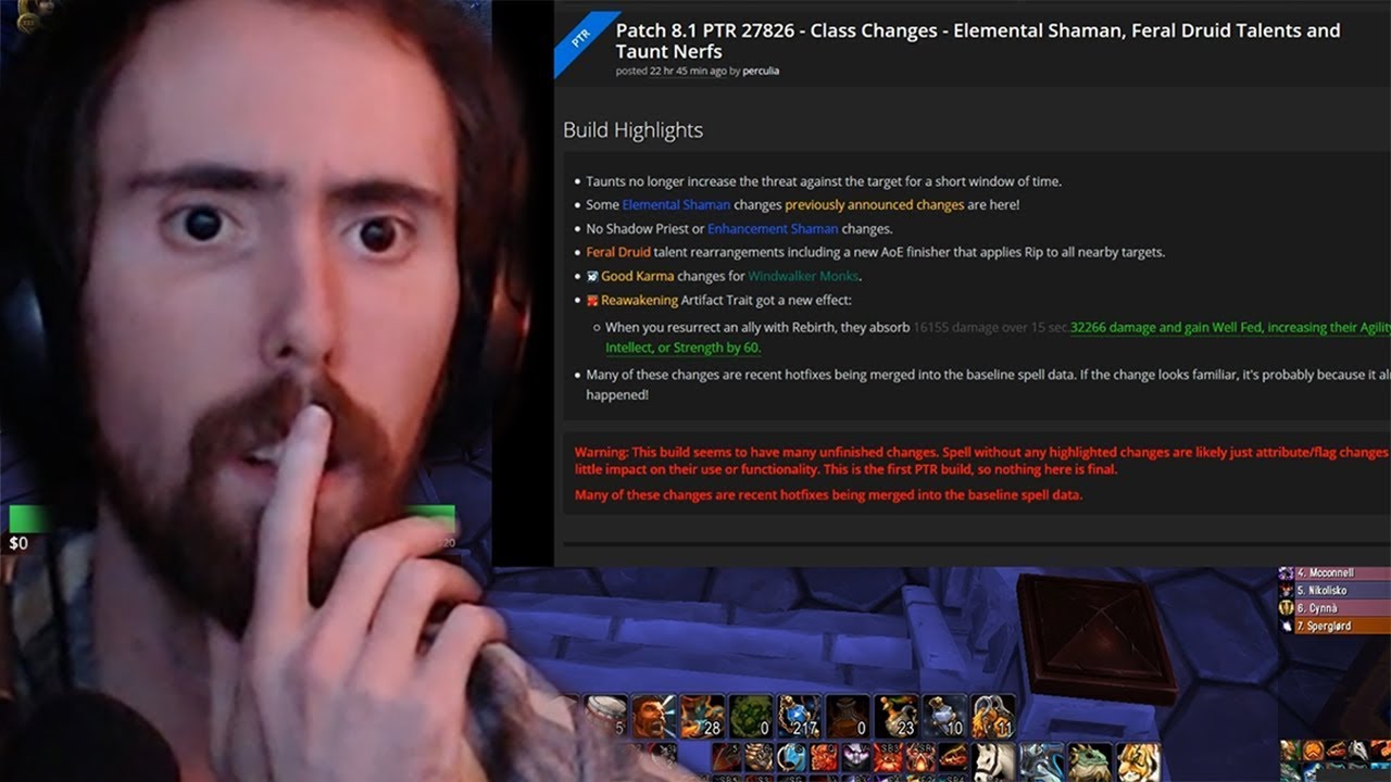 Asmongold Reacts To Class Changes And Taunt Nerfs In New Patch 8.1