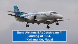 Guna Airlines BAe Jetstream 41 landing at T I A Kathmandu Nepal