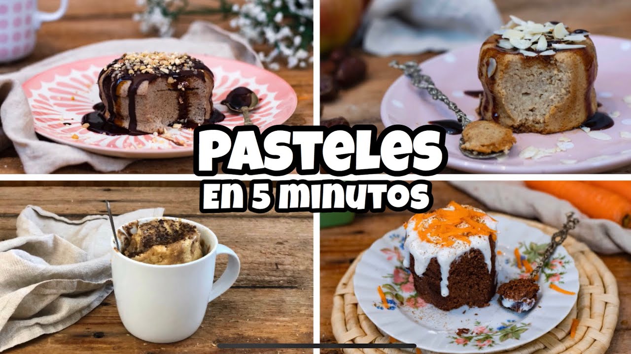 LOS 4 MEJORES MUGCAKES FIT en 5 MINUTOS - Pasteles SIN HORNO