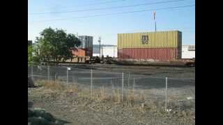 Union Pacific locomotive #5264 leads Westbound stacktrain @ East end of Sparks NV yard 5/2012