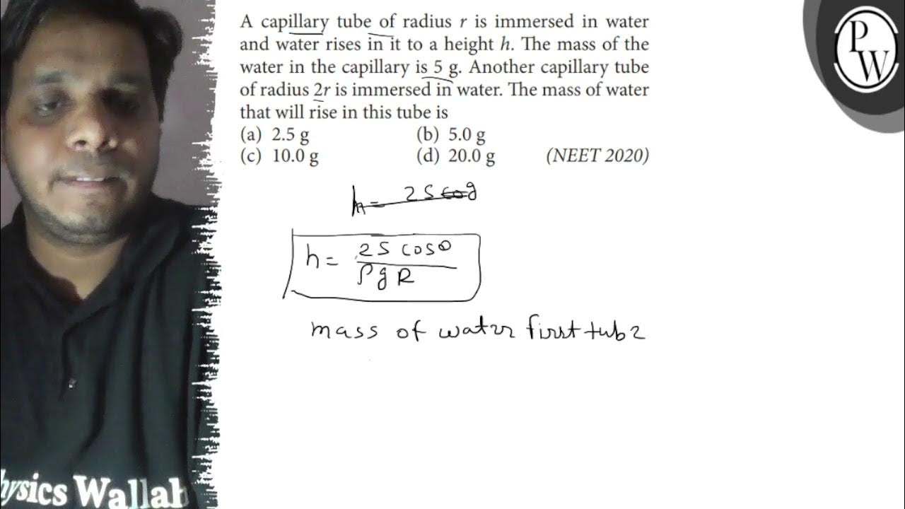 A capillary tube of radius r is immersed in water and water rises in it