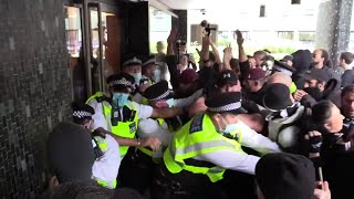 Protester try to enter Television Centre London