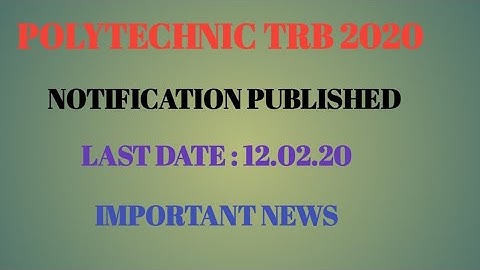 POLYTECHNIC TRB NOTIFICATION PUBLISHED HOW TO APPLY