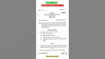 M.A English 4th Semester Ques. Paper Course – XVII  American Literature (Part – II) Kuk University