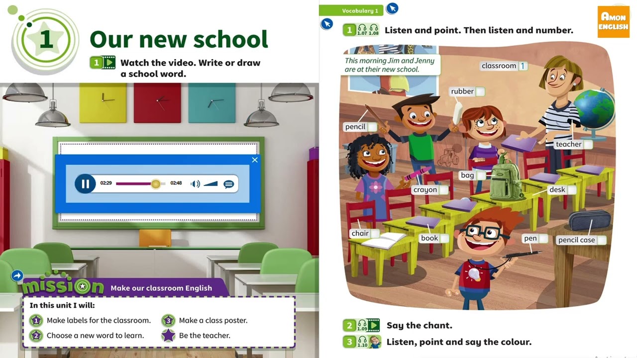 Power Up 1 - Unit 1: Our New School  -  Lesson 1