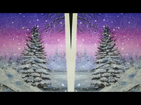 Easy Snowfall || Winter Landscape Acrylic Painting