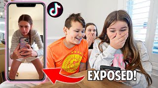 reacting to our older sister's tiktoks drafts! *can't believe what we found*