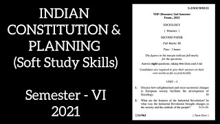 Indian Constitution and Planning (Soft Study Skills) Sem -VI 2021 Tripura University Question Paper screenshot 3