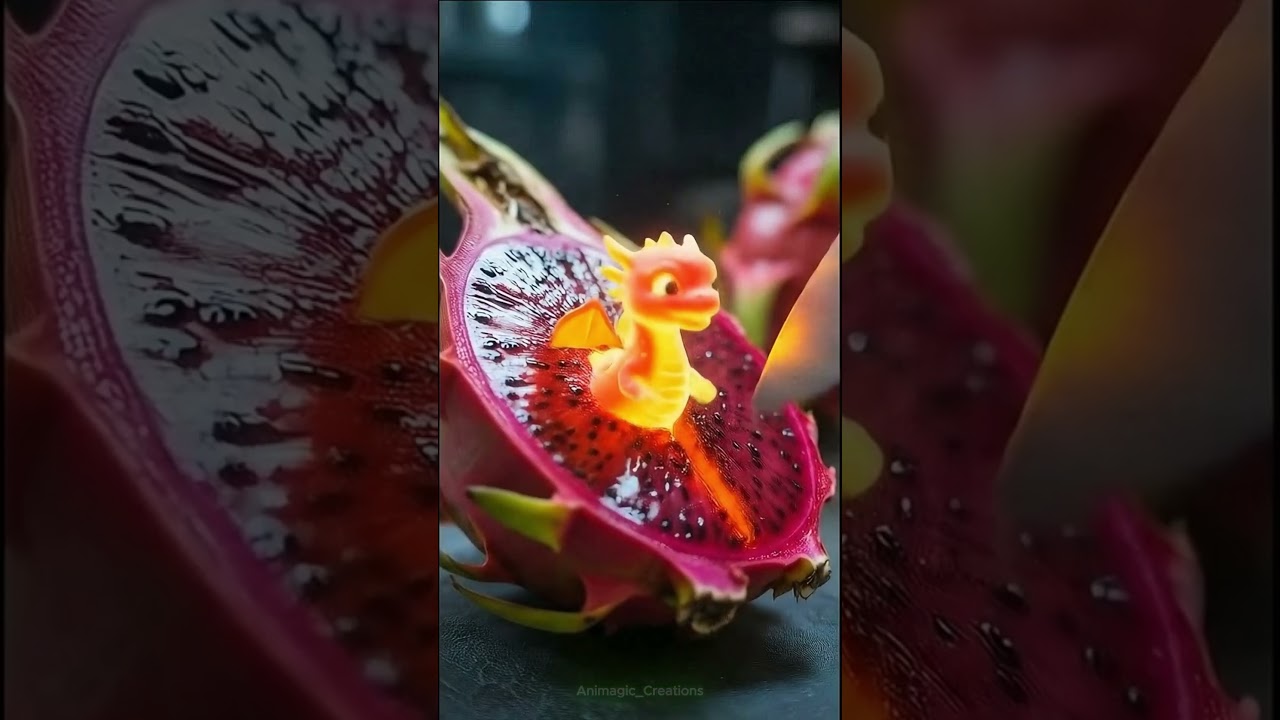 "Cutting a Dragon Fruit a Baby Dragon Inside"🔥🐉 | Fantasy Fruit Cutting Animation 