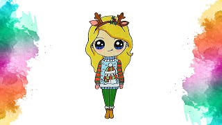 Bonequinha kawaii natal ❤ como desenhar 😍 desenhos para desenhar