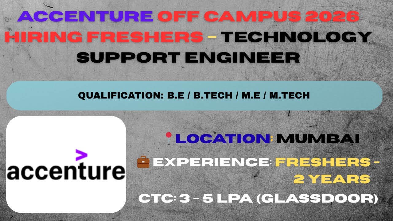 Accenture Off Campus Drive 2026 | Technology Support Engineer ...
