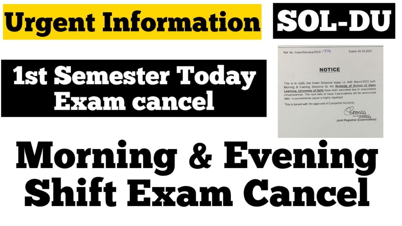 DU SOL 1st Semester Today Exam Cancel 4th March 2023