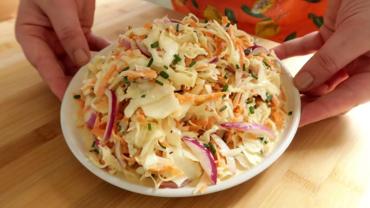 Лучший рецепт быстрого и сливочного салата из капусты!