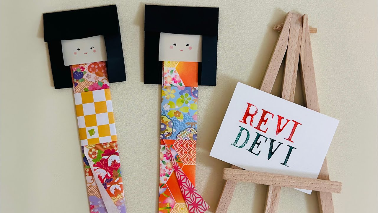 Cara membuat origami boneka kimono Jepang untuk pembatas buku 👘📓