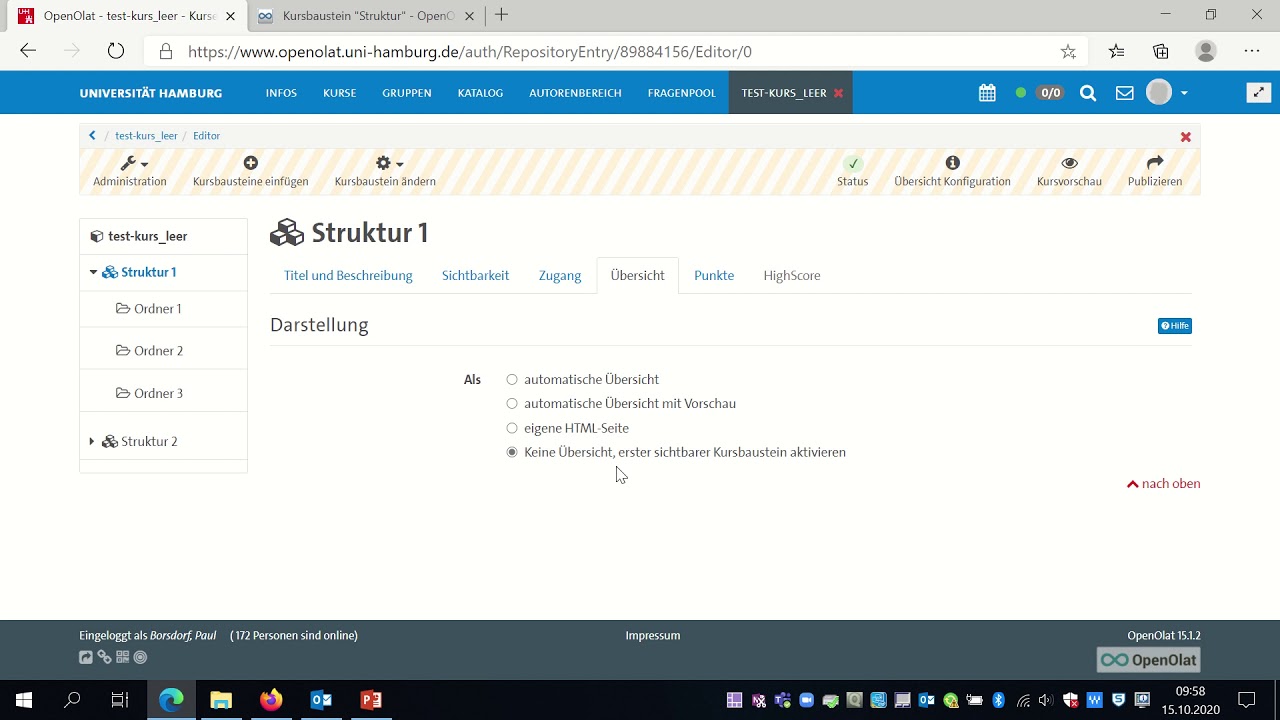 OpenOlat: Baustein "Struktur"