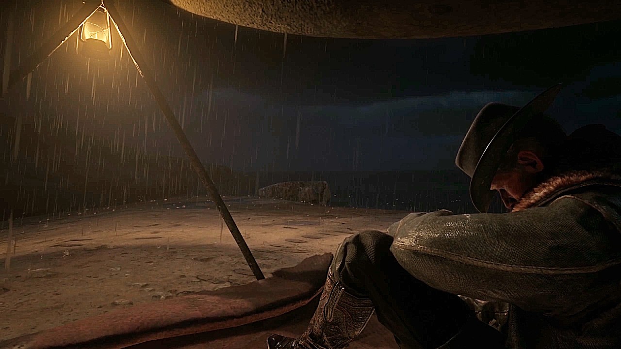 Camping In Heavy Rain By The Lake With Hosea | RDR2 ASMR