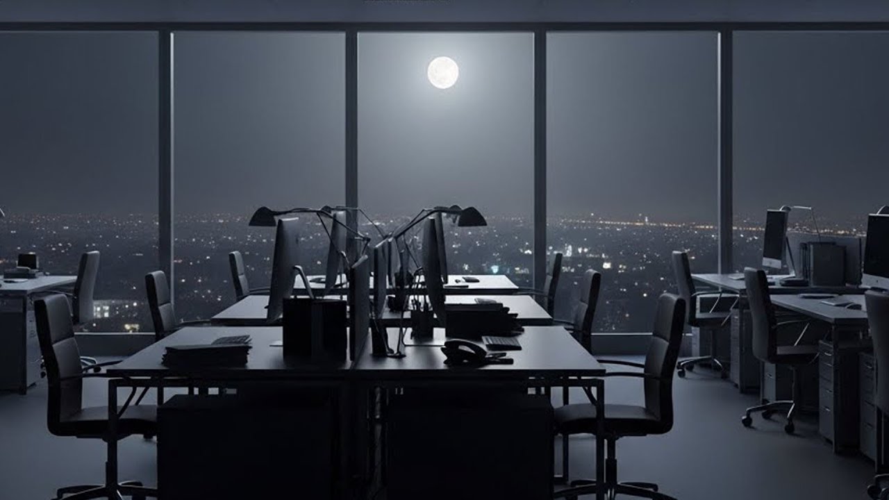 Late Night Office Ambience │ Almost Silent Focus Space