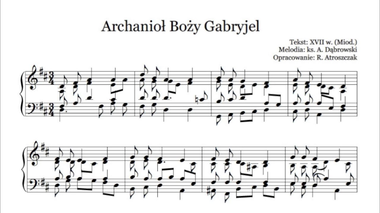 Archaniol Bozy Gabryjel Nuty I Tekst Pdf Na Organy Lub Pianino Adwentowe Www Nuty Pro Youtube