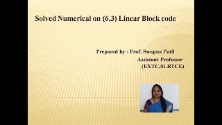 Solved example on Linear Block code (6,3)