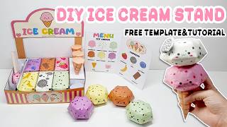 DIY Paper Squishy | FULL VIDEO | Ice Cream Stand Shop (Free Template) – So Satisfying 🍦